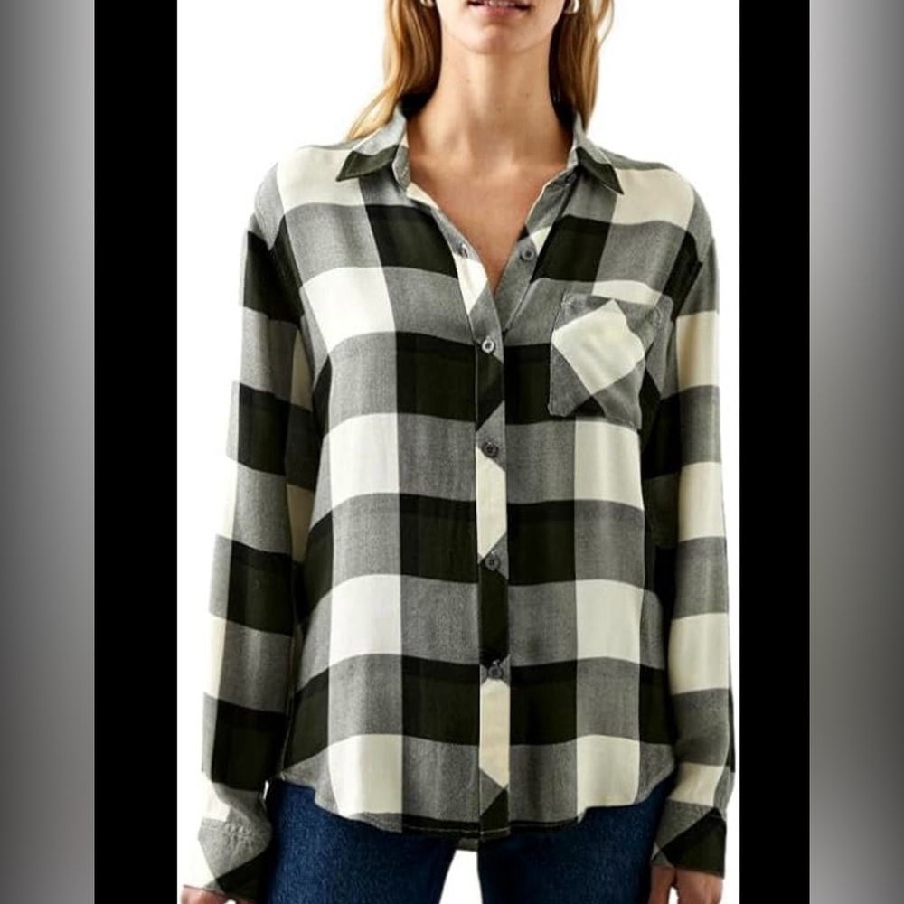 Rails Women's Size Large Hunter Shirt Plaid Button Up Rosemary Onyx Fall Outdoor
